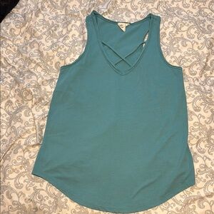 White Crow Teal Cut Out Tank Top